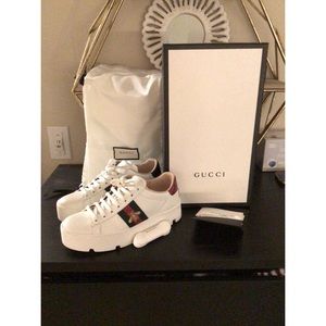 Gucci white platform sneakers